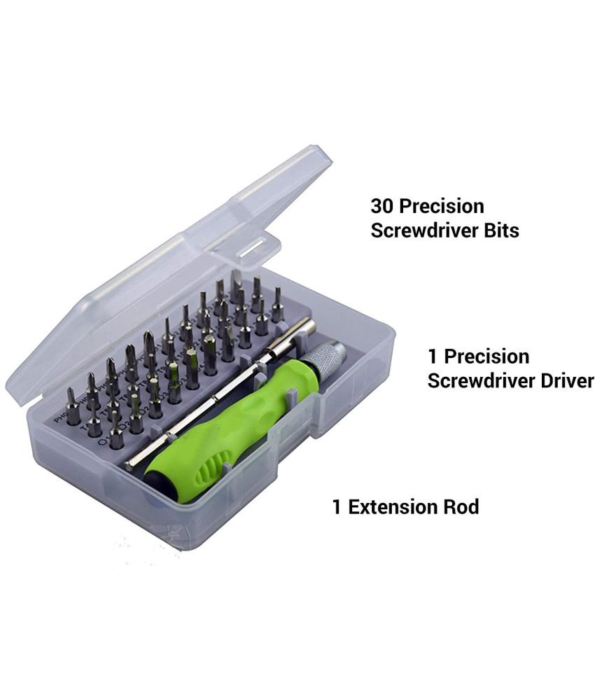     			Aldeco 32 in 1 Mini Screwdriver Bits Set with Magnetic Flexible Extension Rod for multipurpose use.