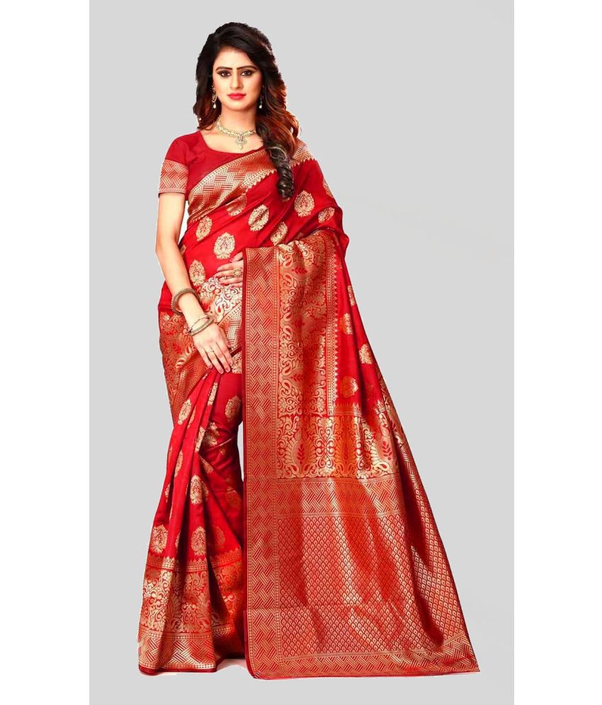     			Darshita International - Red Art Silk Saree With Blouse Piece ( Pack of 1 )