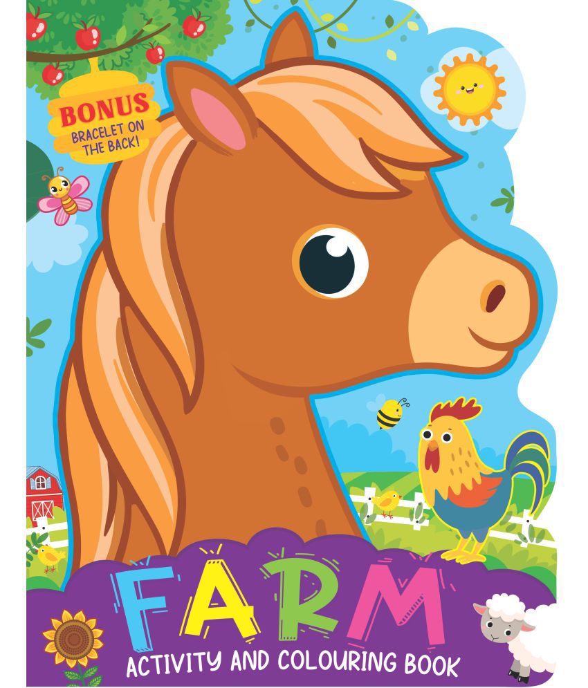     			Farm Activity and Colouring Book- Die Cut Animal Shaped Book : Interactive & Activity  Children Book by Dreamland Publications 9789394767591