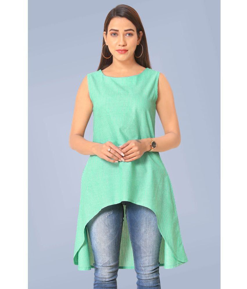     			Fashion Dream - Green Cotton Women's Asymmetrical Top ( Pack of 1 )