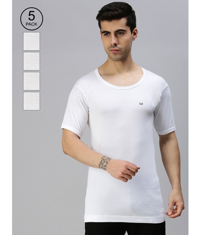     			Lux Cozi - White Cotton Blend Men's Vest ( Pack of 5 )