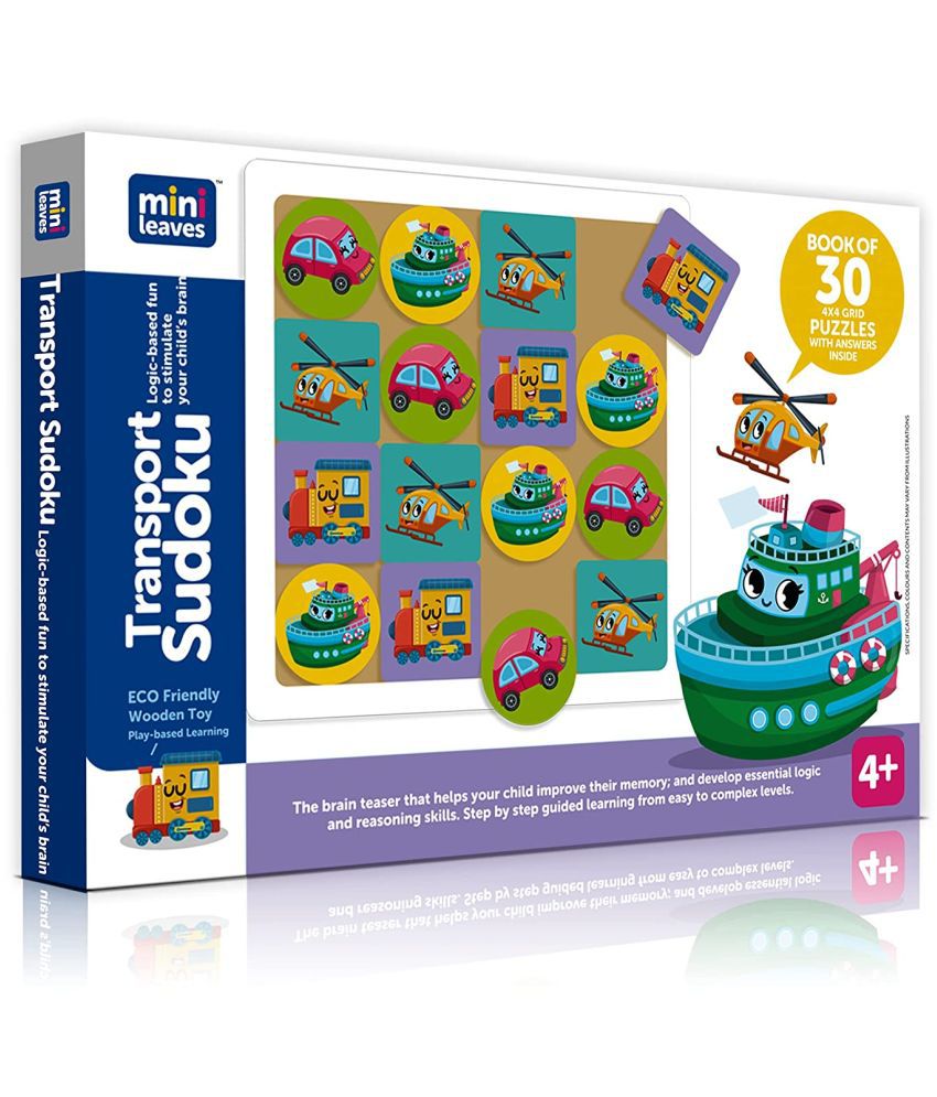     			Mini Leaves Woodern Transport Sudoku Puzzle Board Game for Kids 4+ Age (30 Games) (Transport Sudoku)