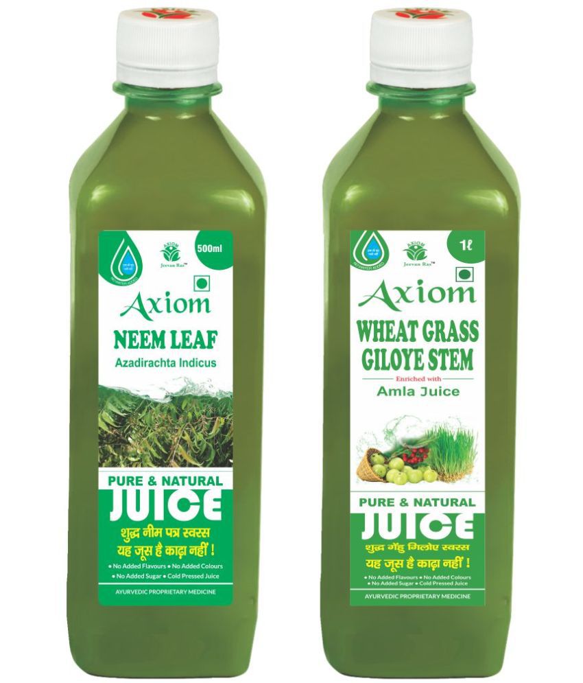     			Axiom Neem leaf juice 500ml + Wheat grass giloye stem juice 500ml, Ayurvedic Juice Combo Pack
