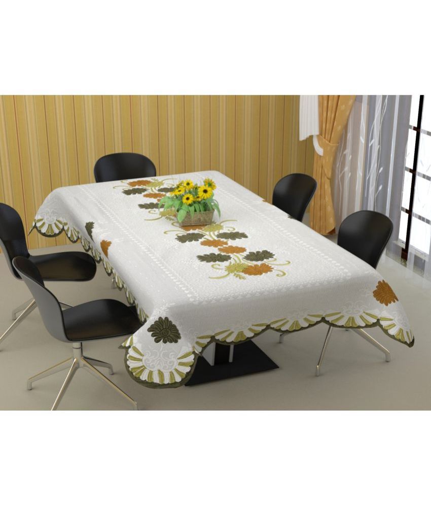     			Bigger Fish - White Cotton Table Cover ( Pack of 1 )