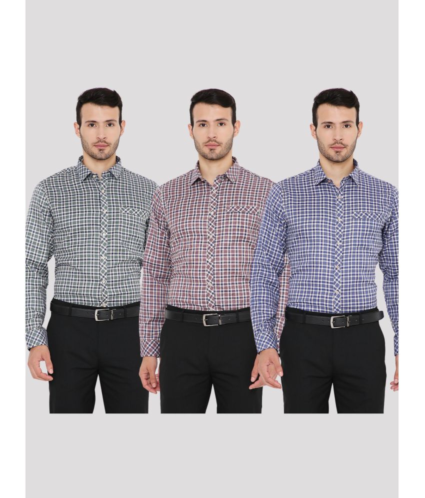     			Maharaja Shirt - Multi Polyester Slim Fit Men's Formal Shirt ( Pack of 3 )
