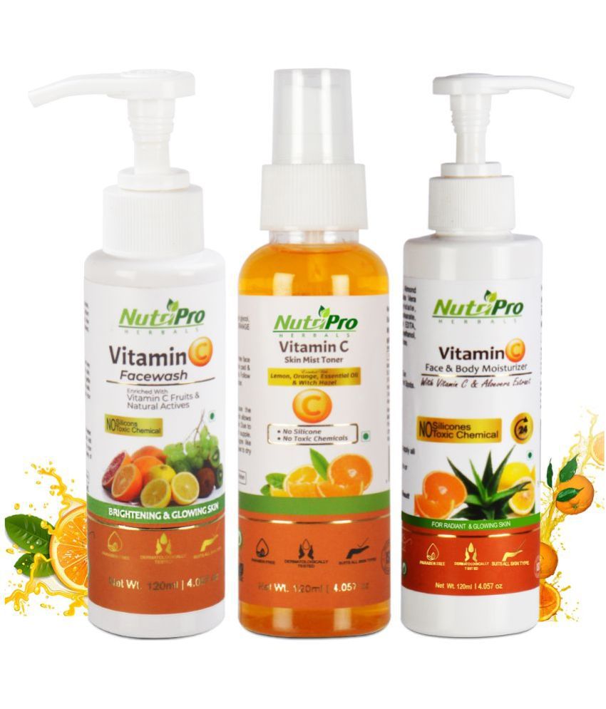     			NutriPro Vitamin C Face Wash, Toner & Moisturizer | Sulphate Free & Paraben Free 360ml (Pack Of 3)