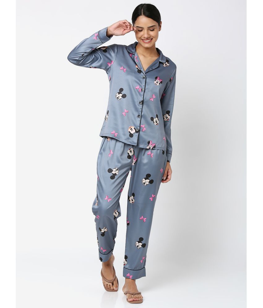     			Smarty Pants - Grey Satin Women's Nightwear Nightsuit Sets ( Pack of 1 )