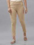 De Moza - Beige Cotton Slim Women's Cigarette Pants ( Pack of 1 )