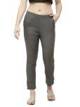 De Moza - Dark Grey Cotton Blend Slim Women's Cigarette Pants ( Pack of 1 )