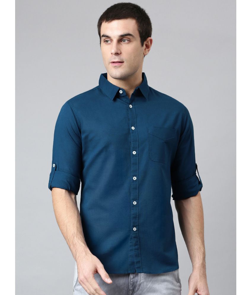     			Dennis Lingo - Blue 100% Cotton Slim Fit Men's Casual Shirt ( Pack of 1 )