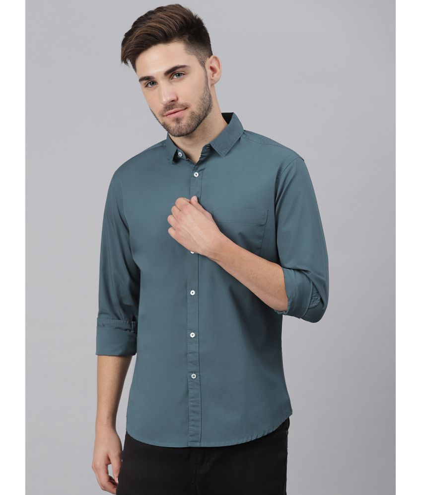 Dennis Lingo - Teal 100% Cotton Slim Fit Men's Casual Shirt ( Pack of 1 )