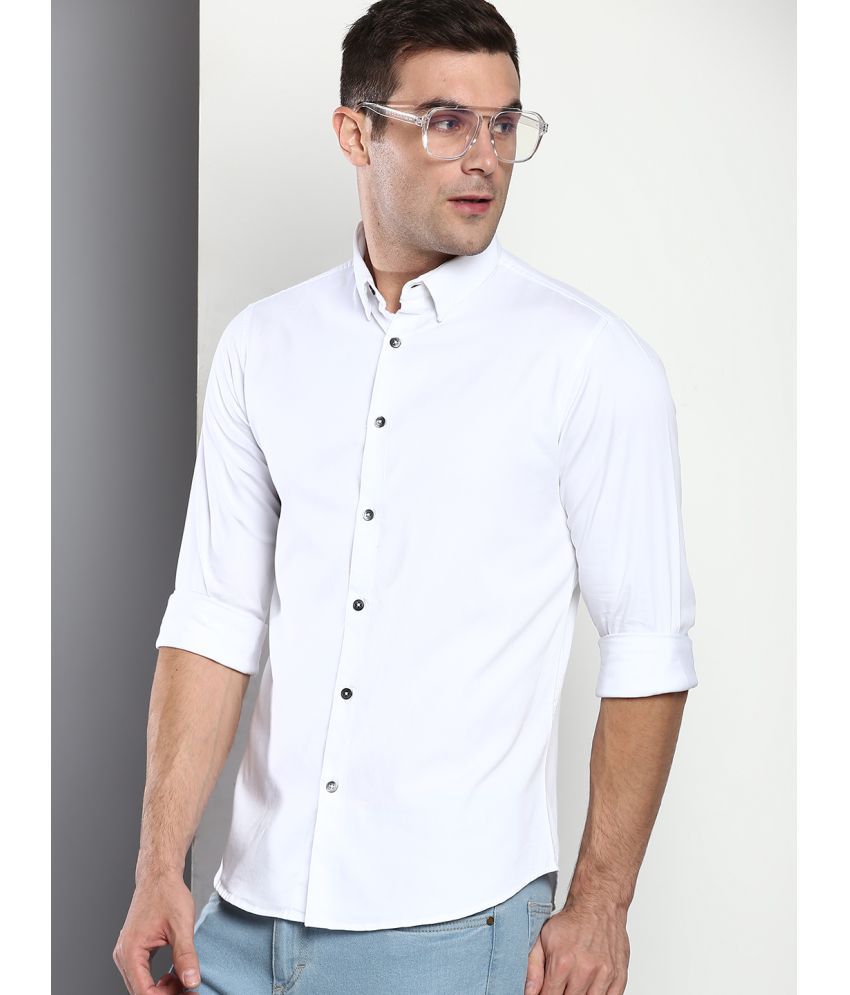     			Dennis Lingo - White Cotton Blend Slim Fit Men's Casual Shirt ( Pack of 1 )
