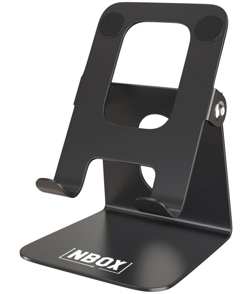     			NBOX Metal Adjustable Mobile Phone Foldable Holder Stand Dock Mount with Big Back Support to Hold (Upto 10inch) of iPhone, iPad, Smartphones, Tablets, Kindle (Black)