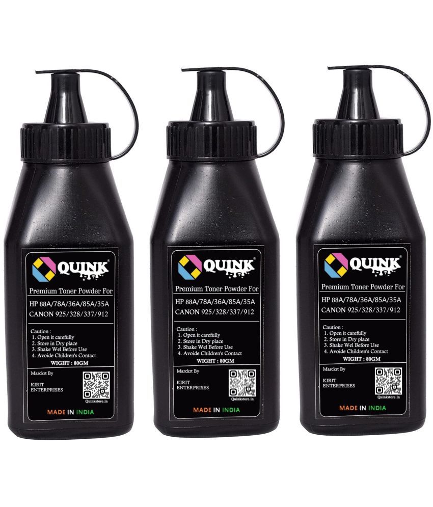     			QUINK 88A TONER POWDEWER Black Pack of 3 Cartridge for Use in 88A. 78A, 36A, 83A, 35A, 85A 925,328,326,337 Toner Pack of 3