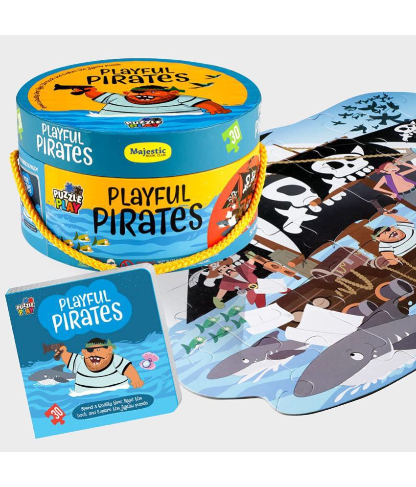     			30 Piece Big Size Puzzle Play Playful Pirates Puzzle Set with 1 Story Board Book for Children