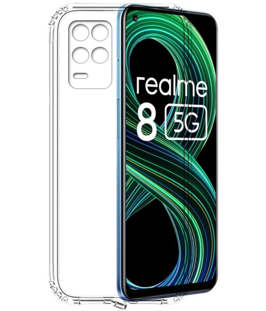    			Case Vault Covers - Transparent Silicon Silicon Soft cases Compatible For Realme 8 5g ( Pack of 2 )