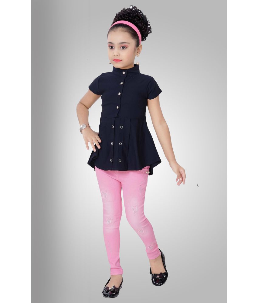     			Cherry Tree - Blue Denim Girls Top With Jeans ( Pack of 1 )