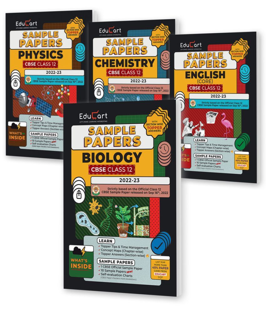 Educart combo class 12 physics chemistry biology and english sample