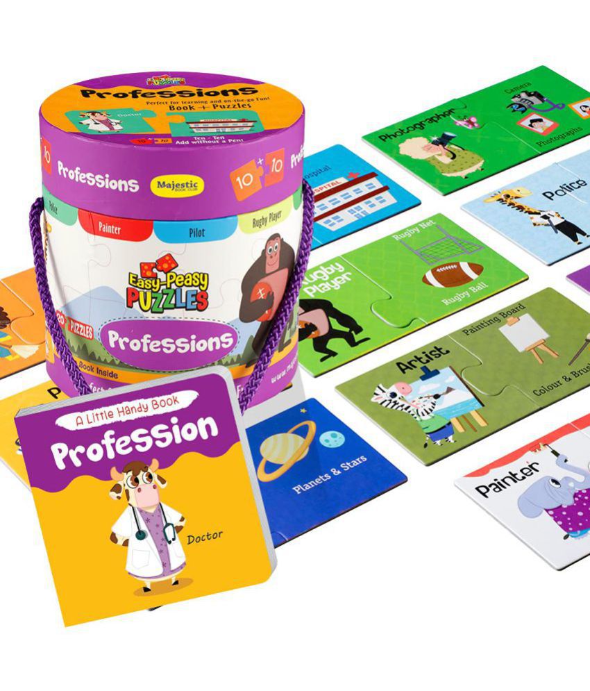     			Easy Peasy 20 Piece Big Size Profession Puzzle Set with 1 Board Book for Children