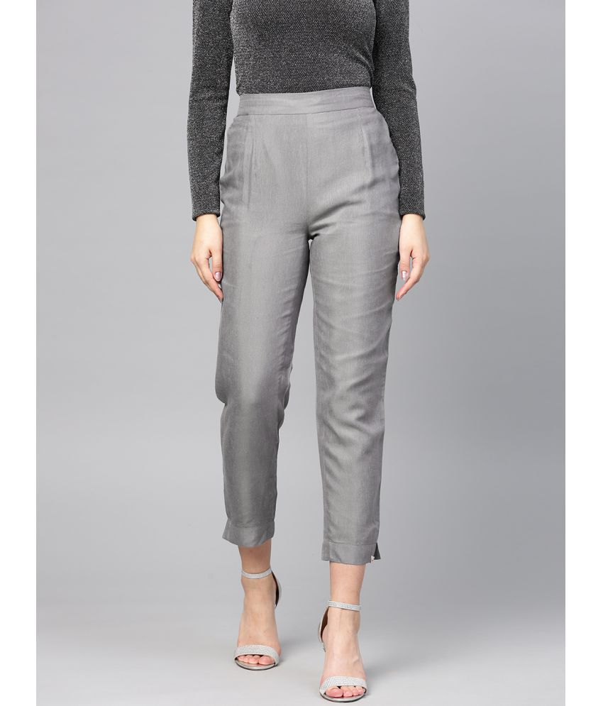     			Juniper - Grey Rayon Slim Women's Casual Pants ( Pack of 1 )