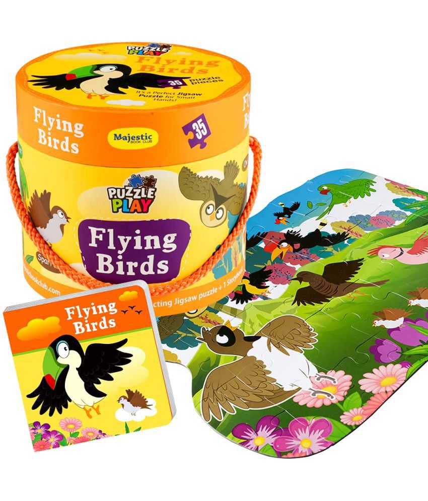    			Puzzle Play 35 Piece Flying Birds Puzzle Set with 1 Story Board Book for Children