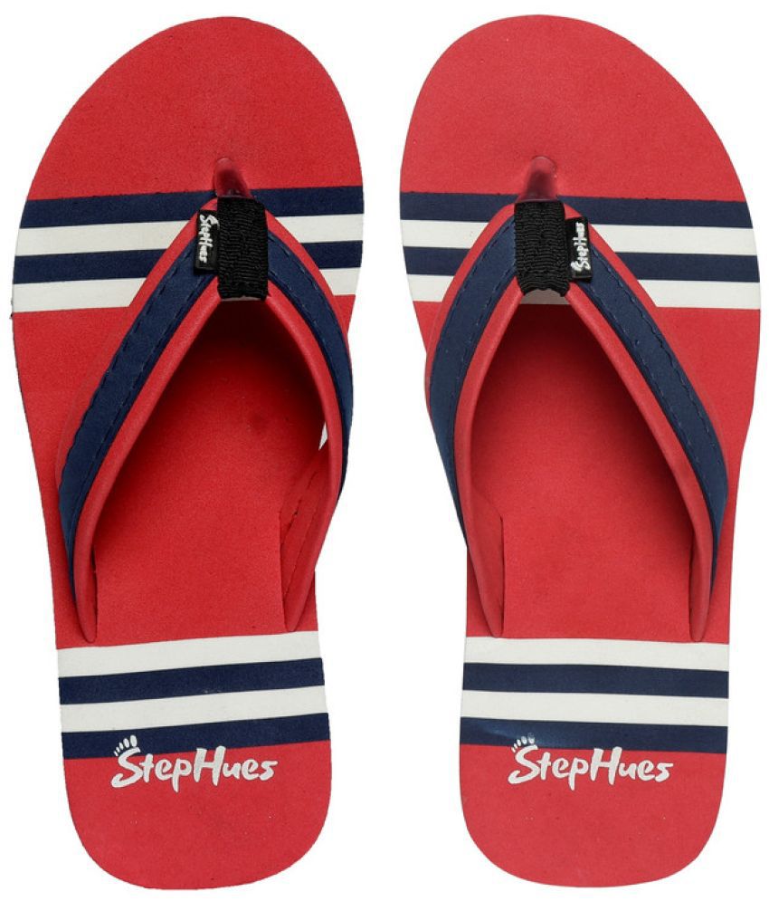     			StepHues - Red Men's Thong Flip Flop