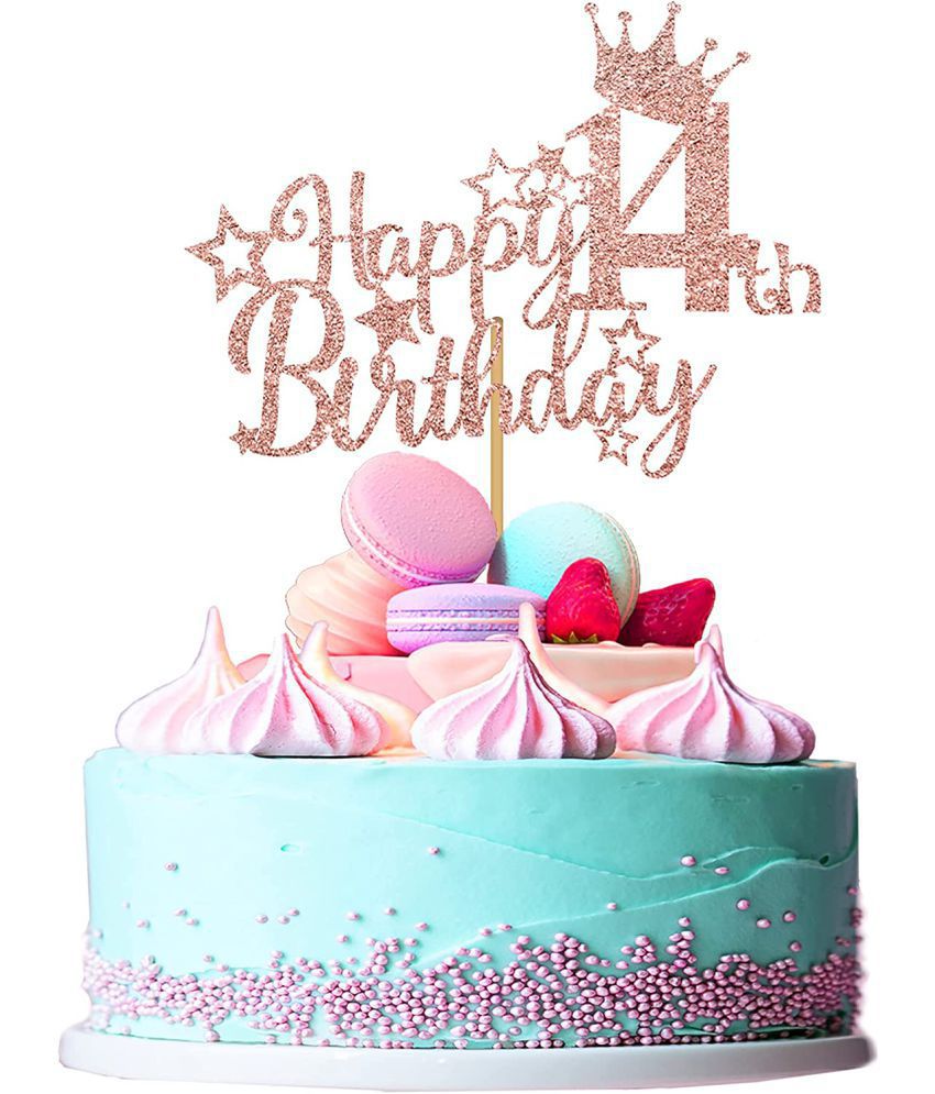     			ZYOZI 14th Birthday Decorations for Girls, Glitter Rose Gold Happy 14th Birthday Cake Topper, 5.9x4.75 inch
