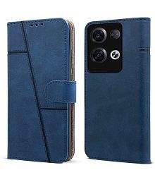NBOX - Blue Artificial Leather Flip Cover Compatible For Oppo Reno 8 Pro 5G ( Pack of 1 )