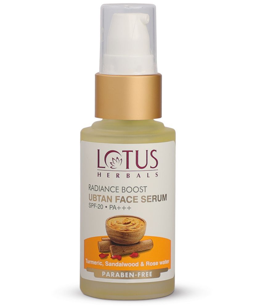     			Lotus Herbals Radiance Boost Ubtan Face Serum SPF 20, Turmeric, Sandalwood and Rose Water, 30ml