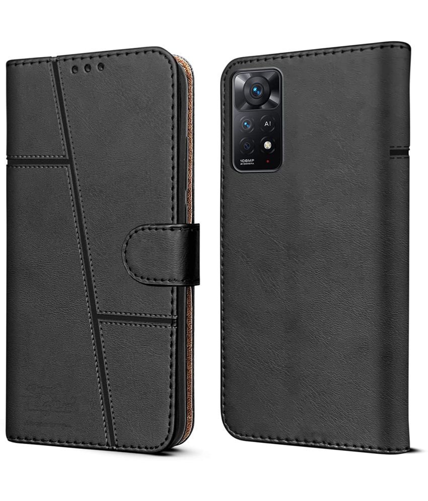    			NBOX - Black Artificial Leather Flip Cover Compatible For Xiaomi Redmi Note 11 Pro ( Pack of 1 )