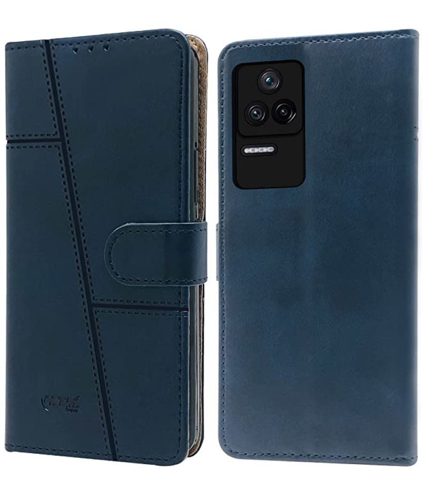     			NBOX - Blue Artificial Leather Flip Cover Compatible For Poco F4 5G ( Pack of 1 )