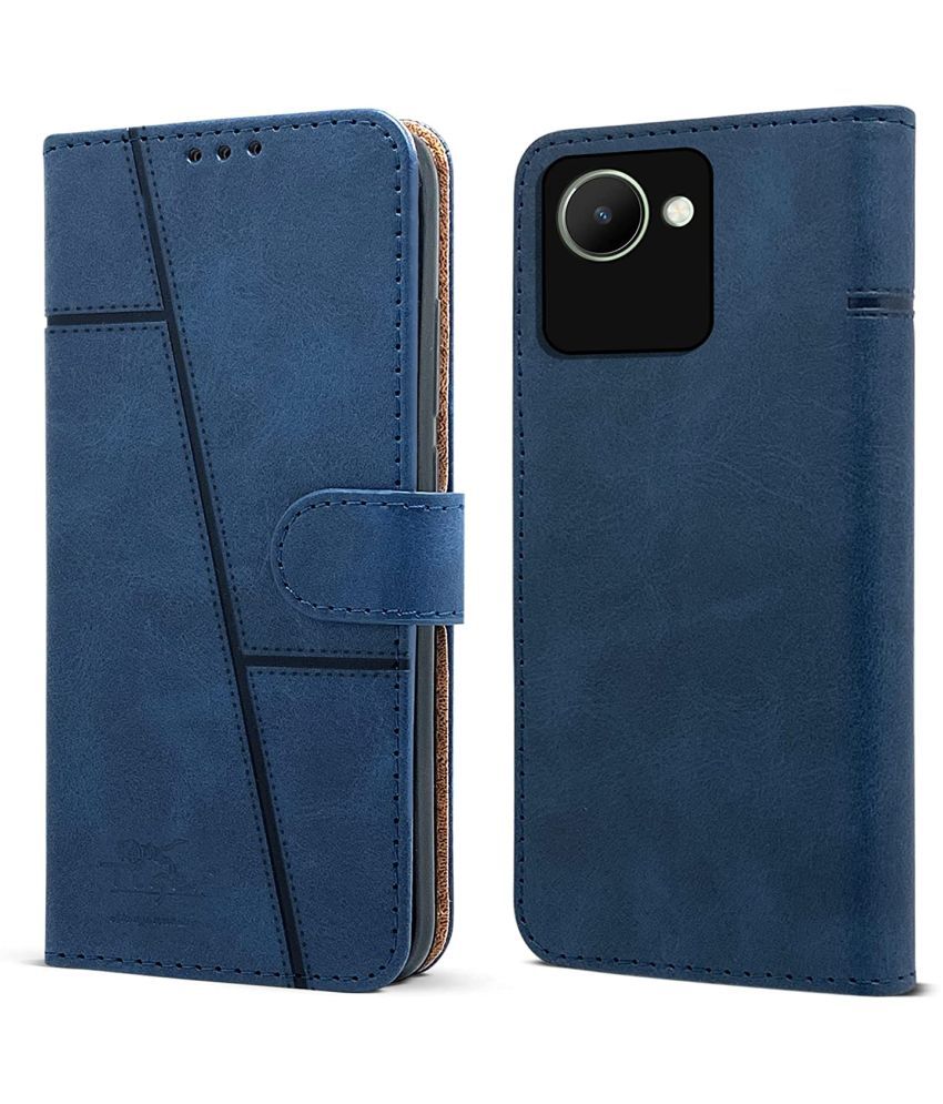     			NBOX - Blue Artificial Leather Flip Cover Compatible For Realme C30 ( Pack of 1 )