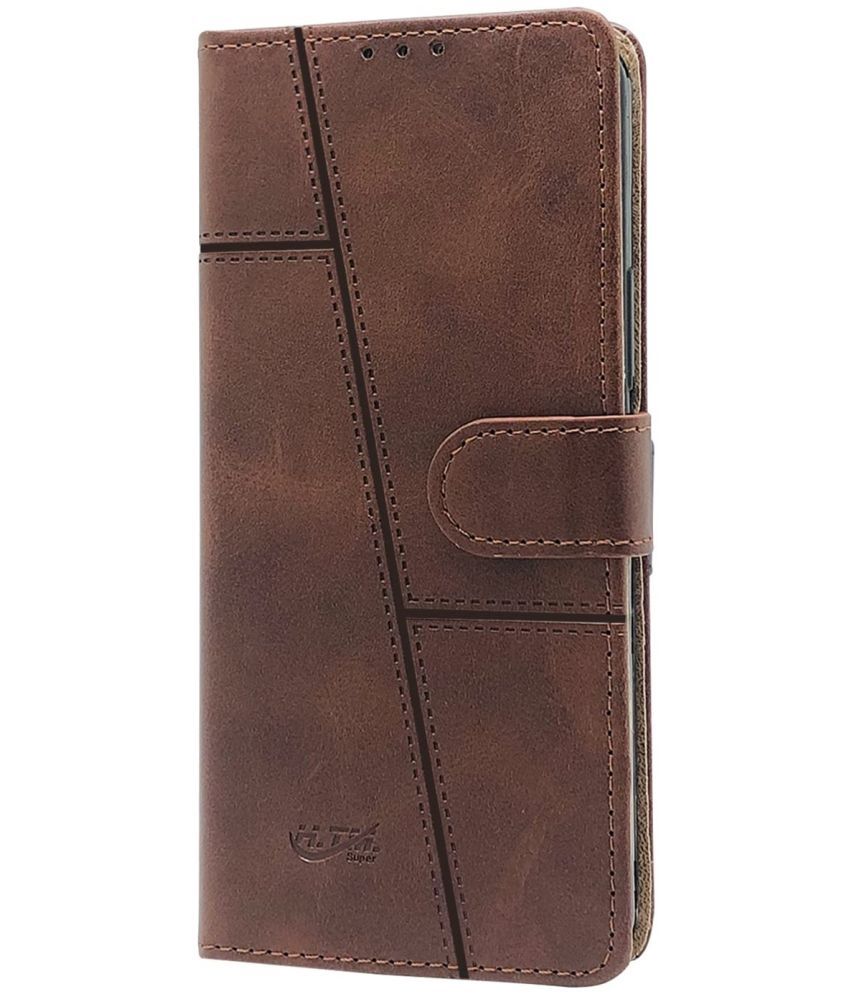     			NBOX - Brown Artificial Leather Flip Cover Compatible For Oppo Reno 8 5G ( Pack of 1 )