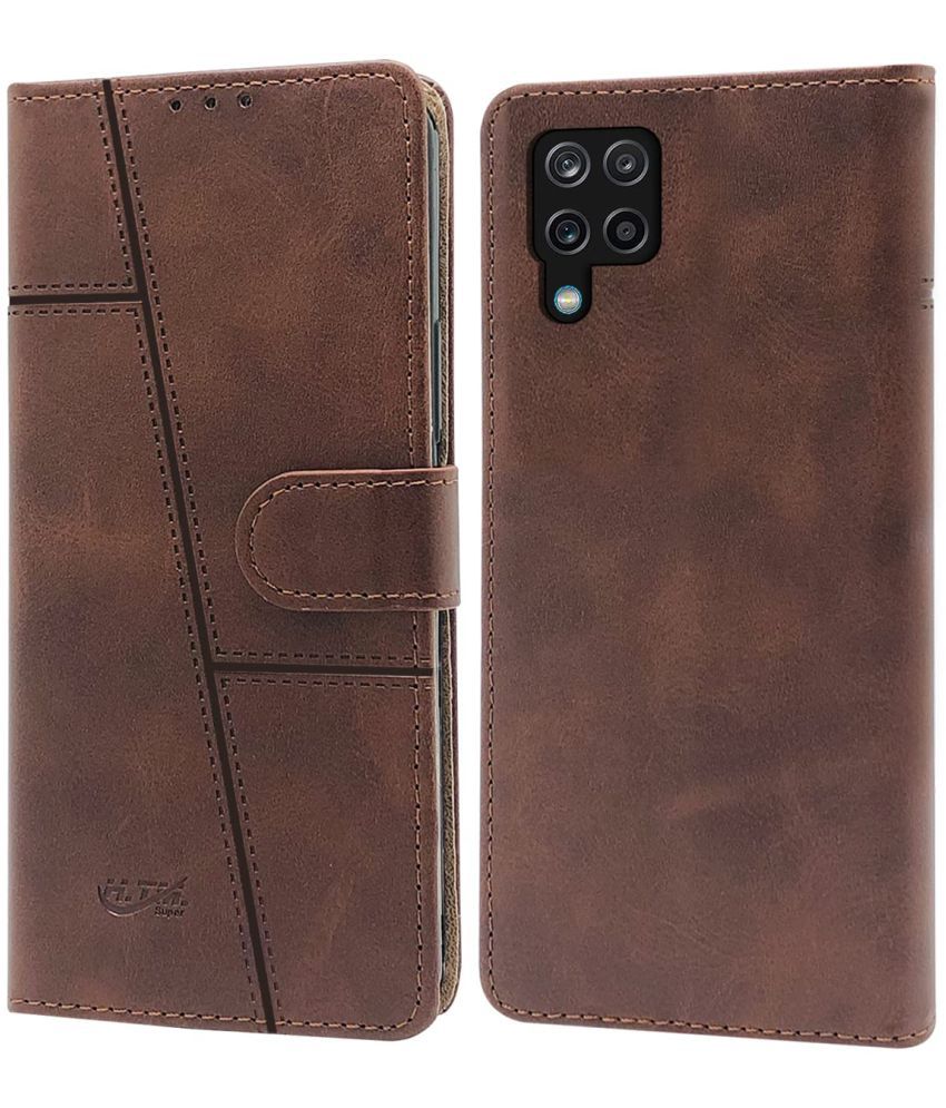     			NBOX - Brown Artificial Leather Flip Cover Compatible For Samsung Galaxy M12 ( Pack of 1 )