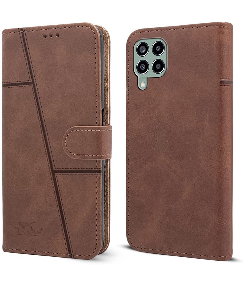     			NBOX - Brown Artificial Leather Flip Cover Compatible For Samsung Galaxy M33 5G ( Pack of 1 )