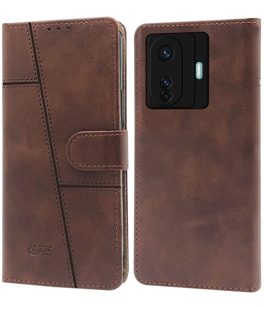     			NBOX - Brown Artificial Leather Flip Cover Compatible For Vivo T1 Pro 5G ( Pack of 1 )