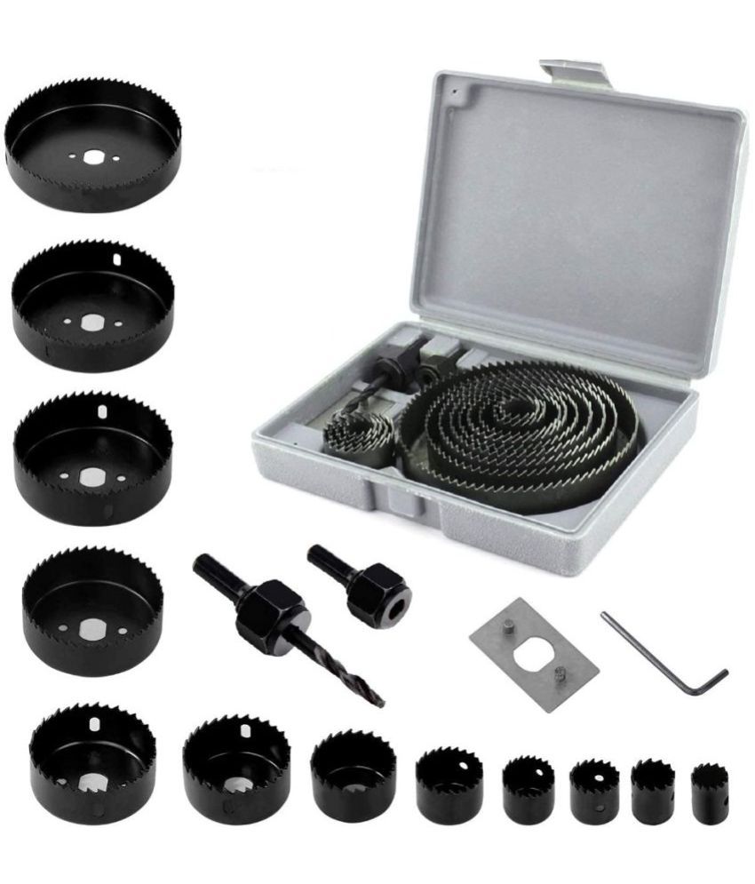 KP2® Hole Saw Kit for Wood 16 Pieces 3/45 Full Set in Case with 1pcs