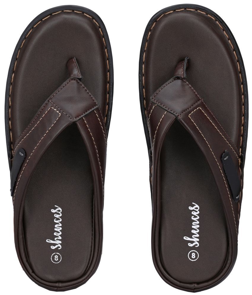     			SHENCES - Brown Men's Thong Flip Flop