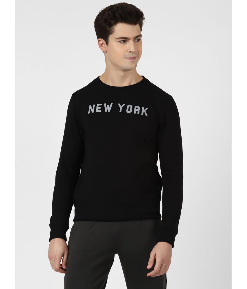     			UrbanMark Men Regular Fit Text Print Full Sleeves Round Neck Sweatshirt-Black