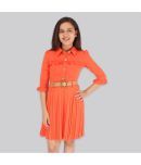 Cutecumber Georgette Shirt Dress For Girls ( Pack of 1 , Orange )