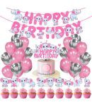 Zyozi Baby Elephant Party Supplies,Baby Elephant Birthday for Girls with Happy Birthday Banner Cake Topper Cupcake Toppers Balloons Birthday Decoration Kit (Pack of 37)