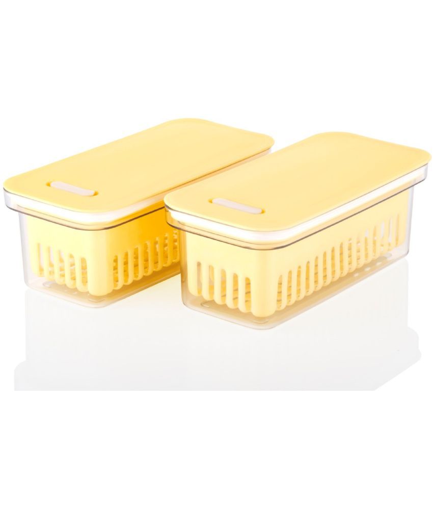     			Analog kitchenware - Plastic Yellow Food Container ( Set of 2 - 1500 )