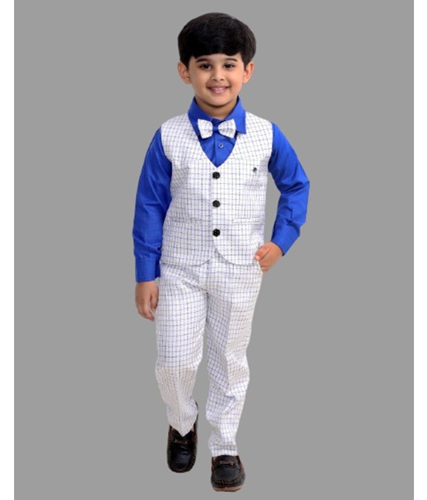     			Fourfolds Pack of 1 Boys Cotton Blend Shirt & Pants ( Blue )