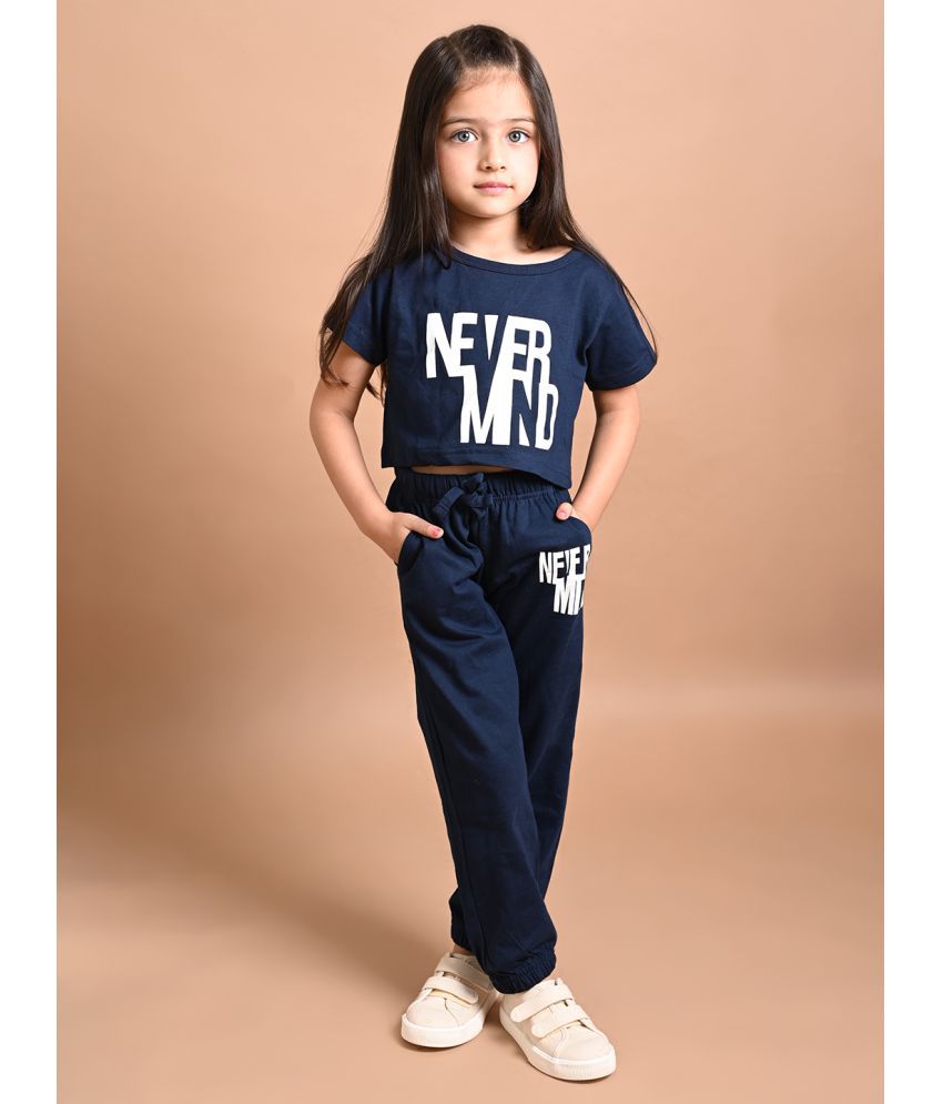     			Lilpicks - Navy Cotton Girls Top With Pants ( Pack of 1 )