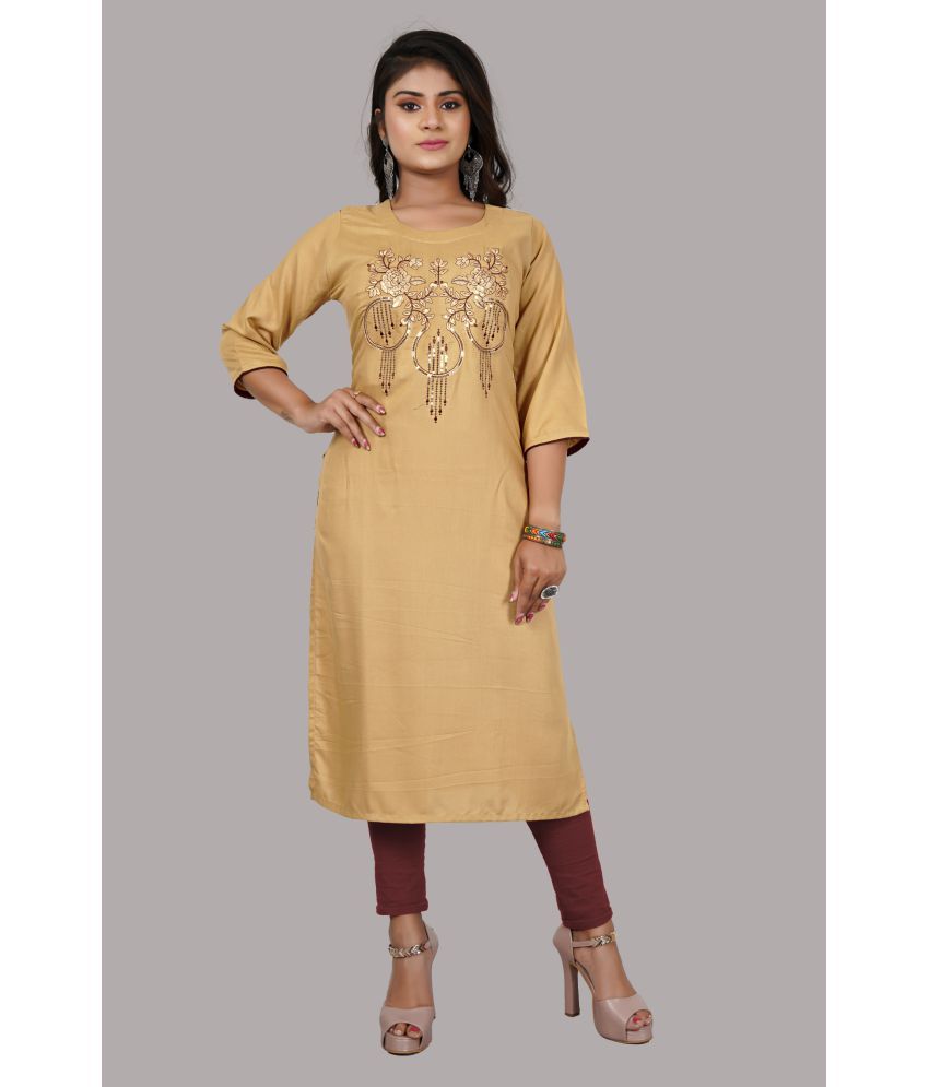     			Tazurba - Beige Rayon Women's Straight Kurti ( Pack of 1 )