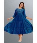 CTMTEX - Navy Blue Rayon Women's Anarkali Kurti ( Pack of 1 )