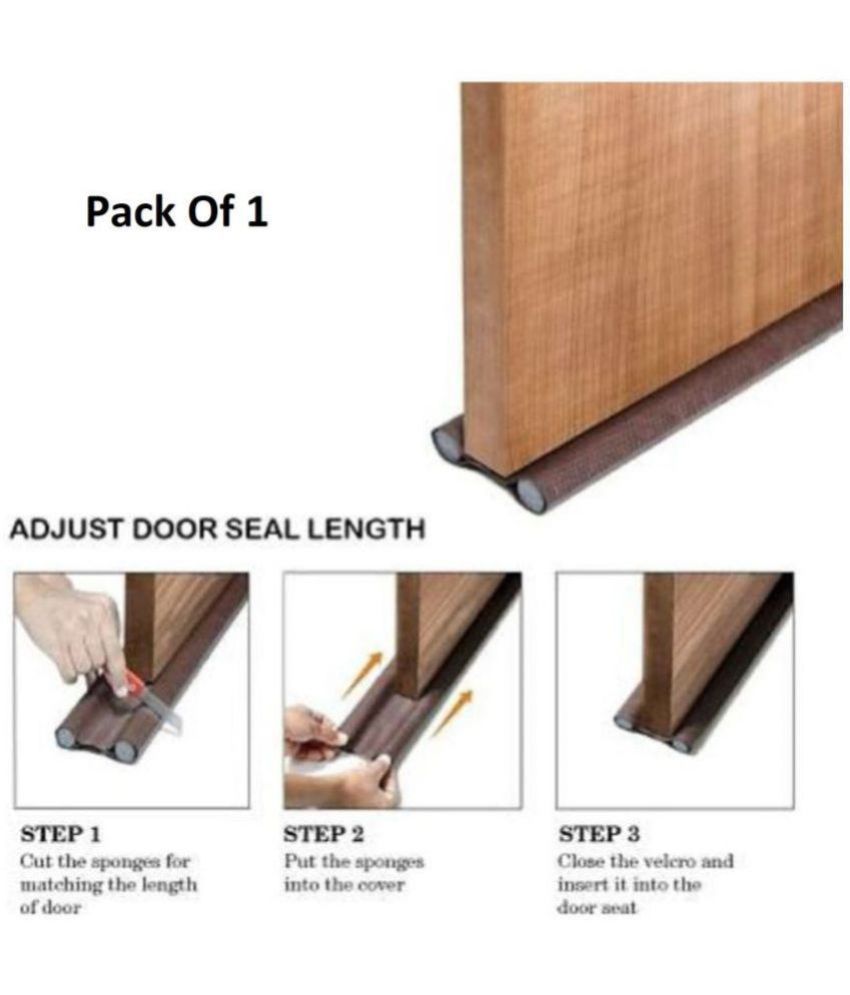     			Gatih Smart Energy Saver Twin Under Door Draft Fabric Guard Cover Stopper Gap Sealer - Stops Light/Dust/Cool Air Escape Door Mounted Door Stopper (Brown-Pack Of-1)