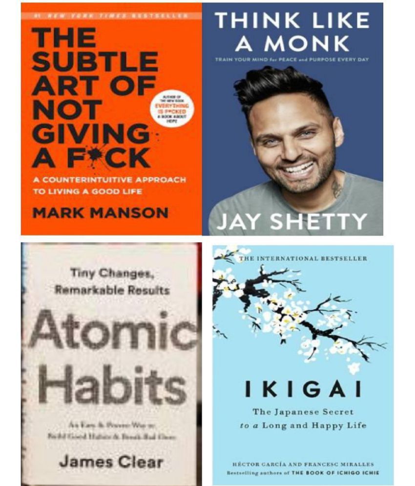     			Books Combo (Ikigai, Think Like A Monk, Atomic Habits The Subtle Art Of Not Giving )- Paperback