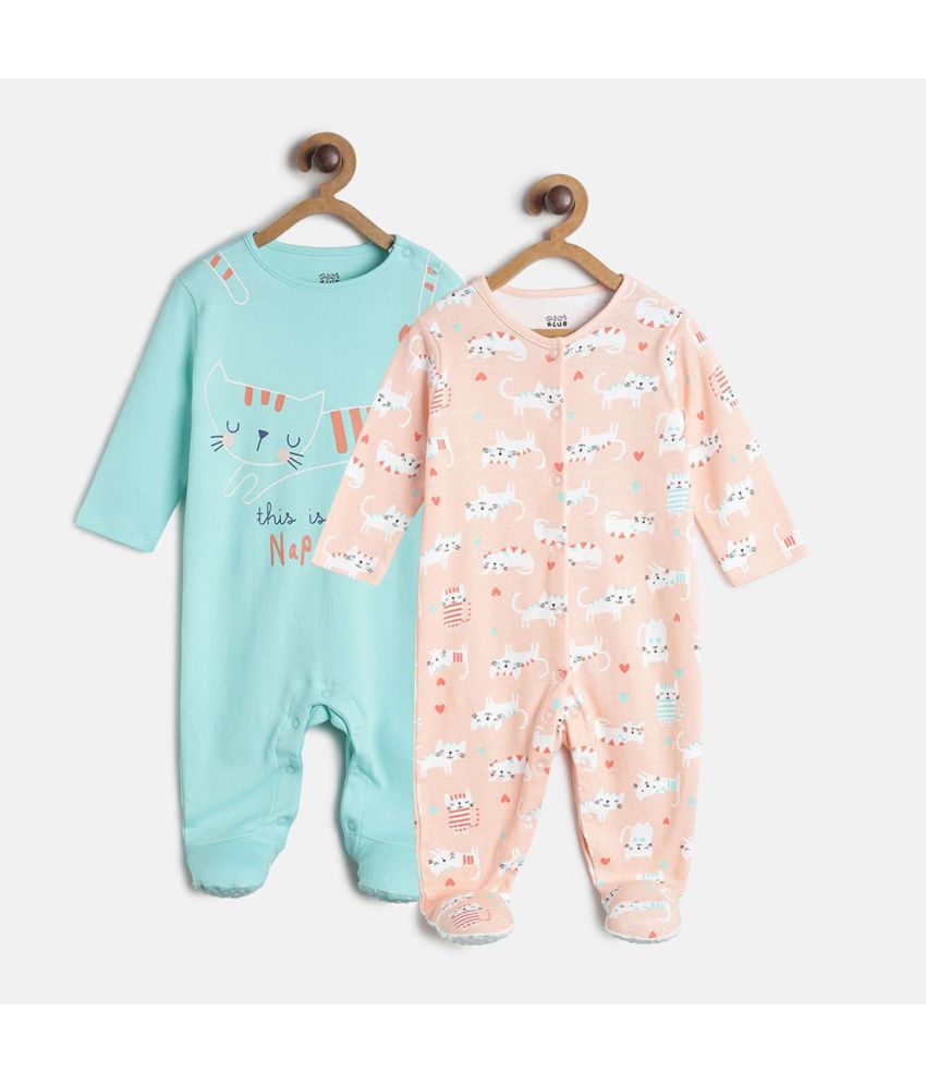     			MINI KLUB - Multi Color Cotton Sleepsuit For Baby Girl ( Pack Of 2 )