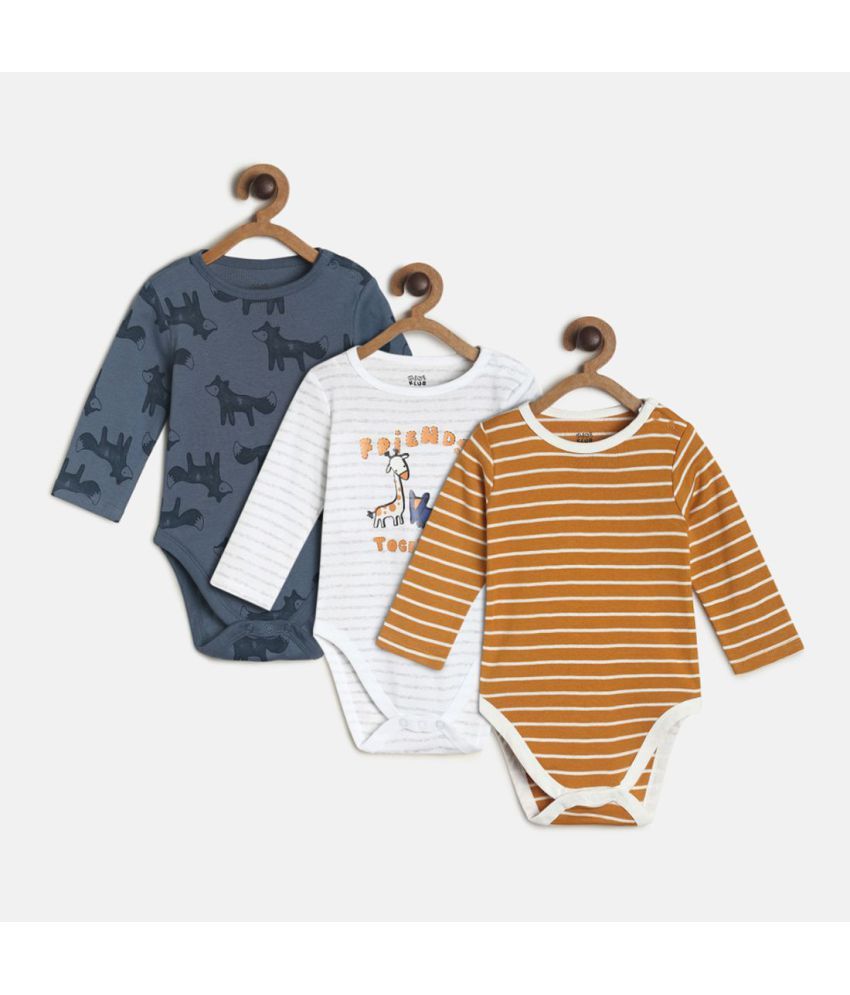     			MINI KLUB - Multicolor Cotton Bodysuit For Baby Boy ( Pack Of 3 )